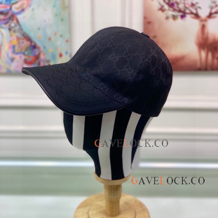 GG Classic Canvas Baseball Hat in Solid Black